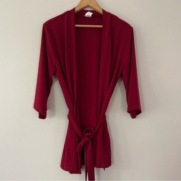 NEW Kim & Co. Red Lightweight Belted Cardigan with Sash Size XS (bin 2J) - Picture 3 of 5